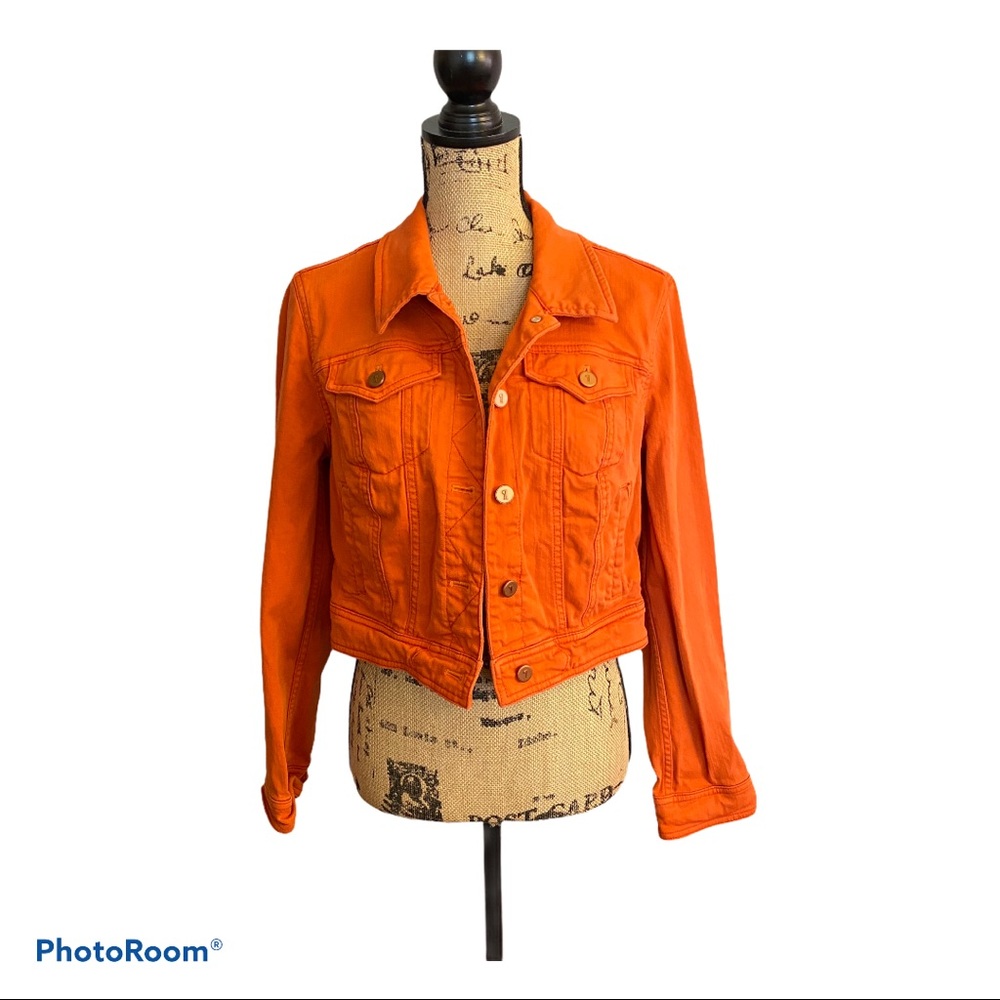 Pilcro Denim Jacket Orange Button Front Medium